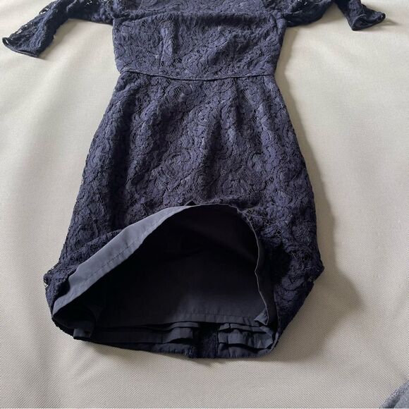 JCREW Natalia Dress in Navy Blue Leavers Lace Bridesmaid Cocktail Women’s Sz 00 - Picture 8 of 9